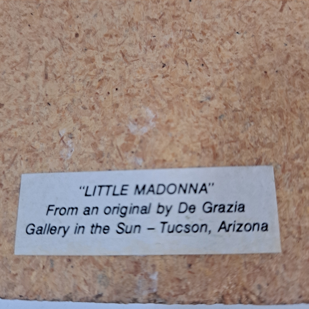 Vintage Ted DeGrazia Laminate Wooden Plaque "Little Madonna" Signed - Picture 5 of 6